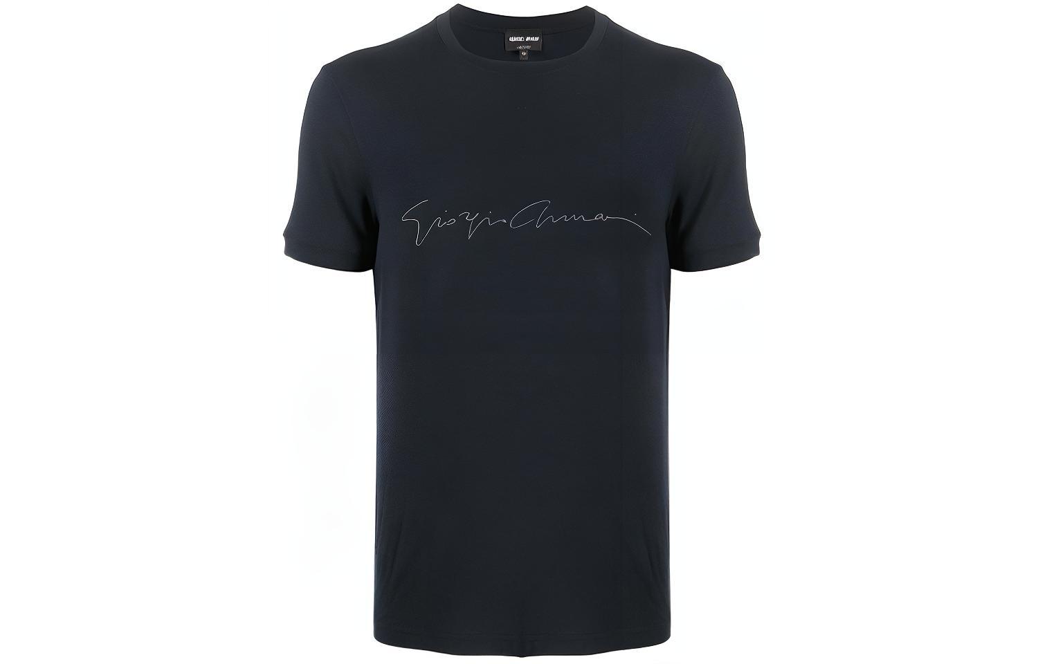Giorgio Armani Blue Crewneck Logo Graphic T-Shirt. 6GST56SJP4ZUBSG