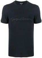 Order 喬治阿瑪尼藍色圓領Logo圖案T恤 6GST56SJP4ZUBSG