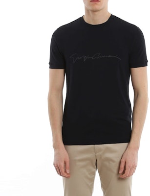 乔治阿玛尼蓝色圆领Logo图案T恤。 6GST56SJP4ZUBSG Shop 乔治阿玛尼蓝色圆领Logo图案T恤。 6GST56SJP4ZUBSG