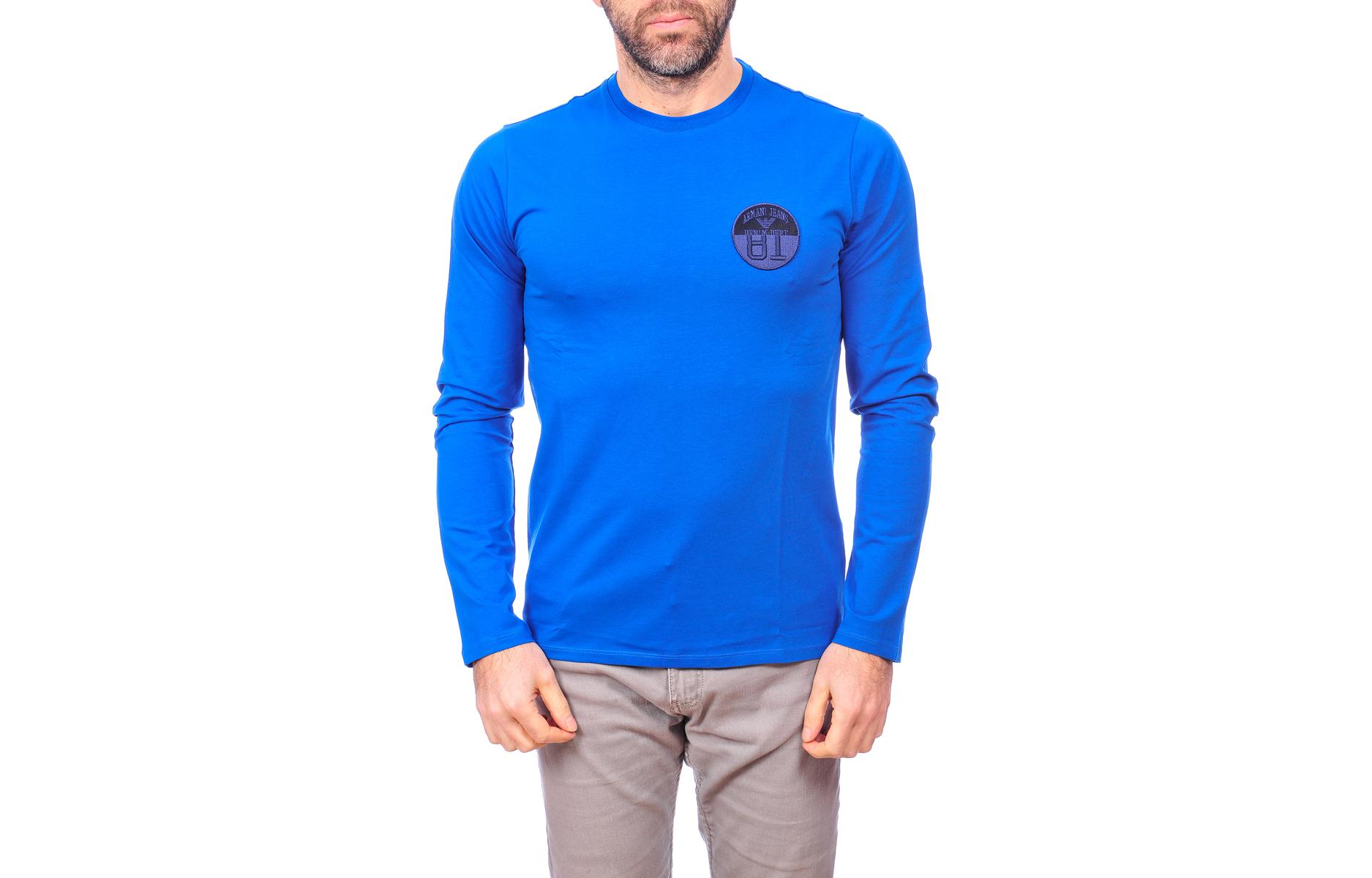 Giorgio Armani Blue Crewneck Pullover Slim-Fit Sweatshirt Long Sleeve B6H21DABLU