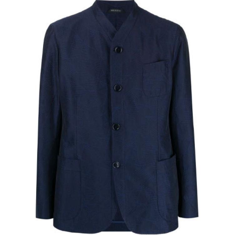 Giorgio Armani Blue Embroidered Twill Jacket 1SGGG0N7T02LD-FBUL