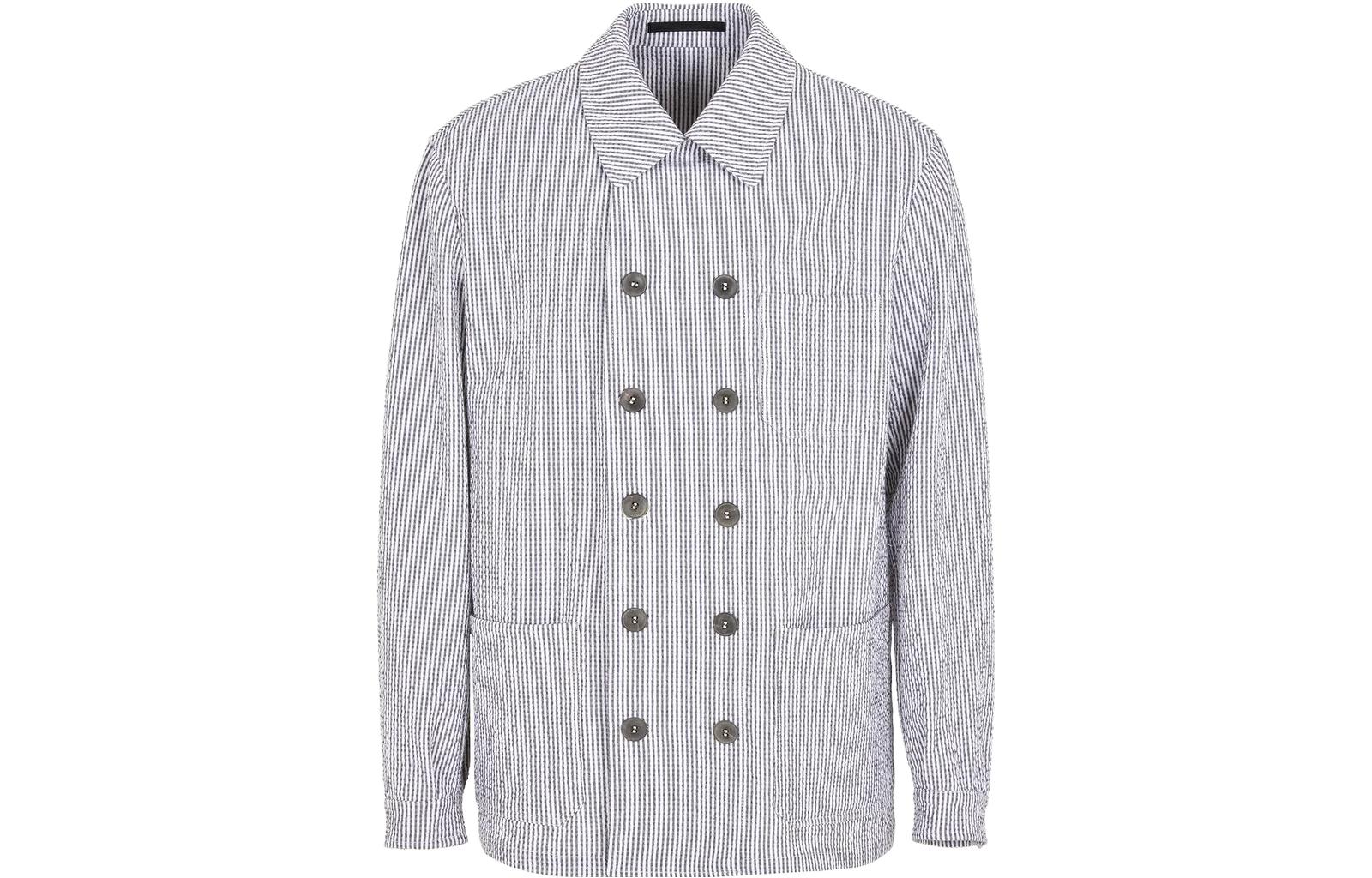 Giorgio Armani Blue Pinstripe Double-Breasted Jacket 3WGGG11I-T04BC-1FBWF