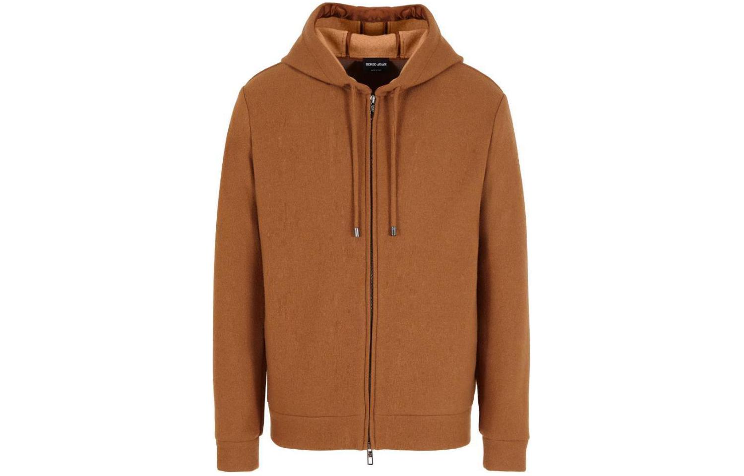 Giorgio Armani Brown Solid Comfort Hoodie Jacket 6RSB80SJAIZ1-U6CC