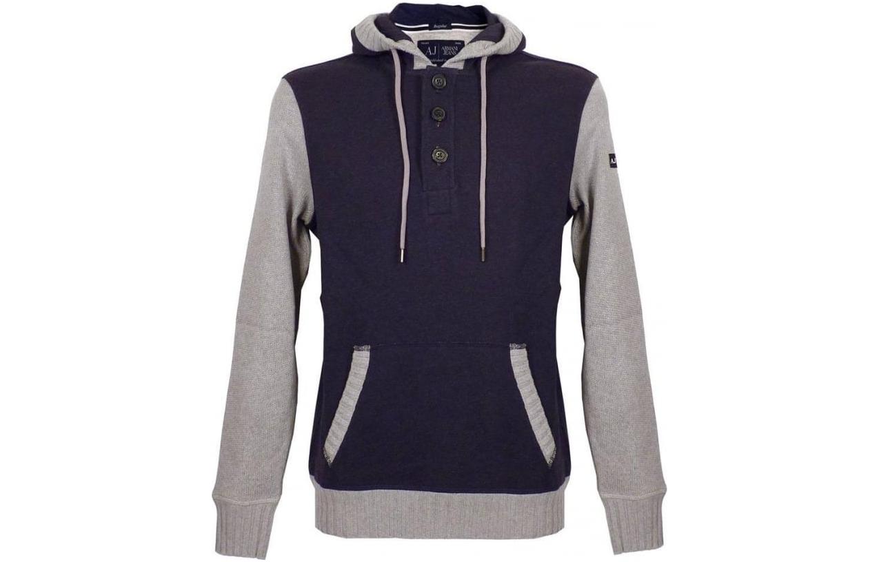 Giorgio Armani Casual Navy Blue Hooded Long-Sleeve Sweatshirt Z6M71YZ-4W