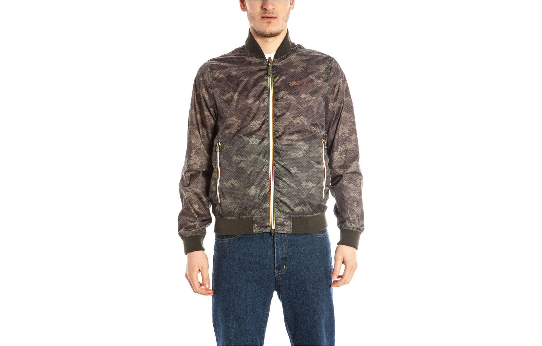 Giorgio Armani Casual Zip-Up Printed Jacket Olive Green A6B74UJ-GN