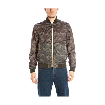 Giorgio Armani Casual Zip-Up Printed Jacket Olive Green A6B74UJ-GN