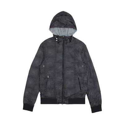 Giorgio Armani Checkered Long-Sleeve Hooded Jacket Men’s Black C6B77UJ-KH