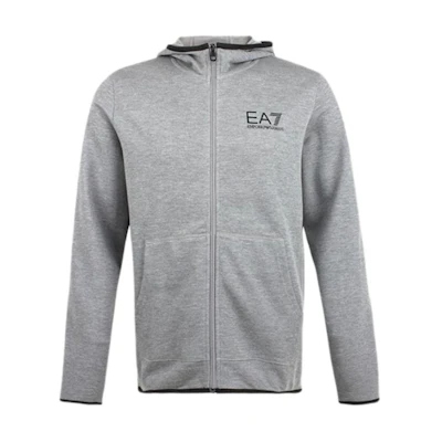 Giorgio Armani EA7 Light Grey Zip-Up Hoodie with Logo Design 6ZPM69-PJF3Z-03905