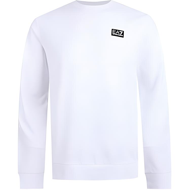 Giorgio Armani EA7 White Cotton Logo Long-Sleeve Sweatshirt 3HPM13-PJ7BZ-01100