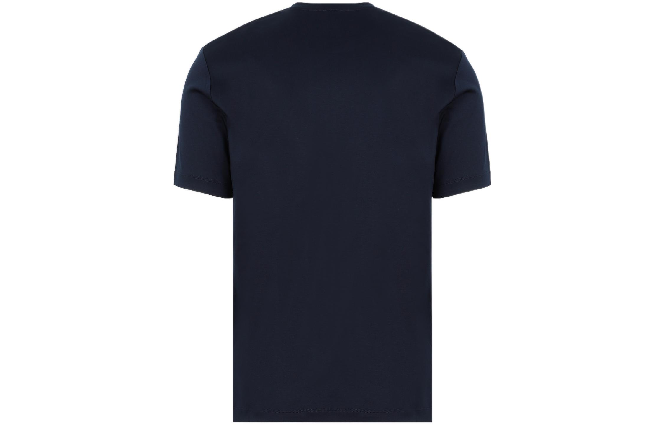 Lookbook 乔治阿玛尼蓝色刺绣标志圆领T恤 3HSM72-SJTKZ-UBWF