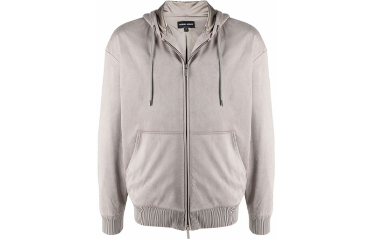 Giorgio Armani FW21 Beige Hoodie Jacket with Logo Detail for Men 6KSB51SJGBZU6Y0