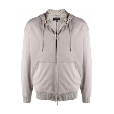 Giorgio Armani FW21 Beige Hoodie Jacket with Logo Detail for Men 6KSB51SJGBZU6Y0