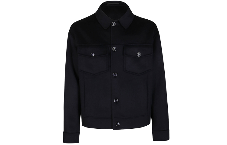 Giorgio Armani FW21 Blue Cashmere Blend Double-Badge Button Jacket 1WGOB065T0184UBUV