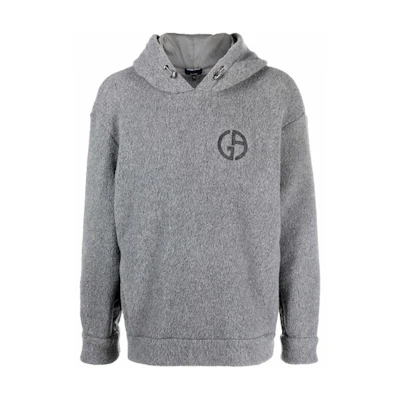 Giorgio Armani FW21 Gray Embroidered Logo Hoodie 6KSM58SJVEZU8ME