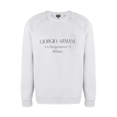 GIORGIO ARMANI FW21 Grey Loose Fit Letter Pattern Crewneck Sweatshirt. 3GSM81SJSXZU84Y