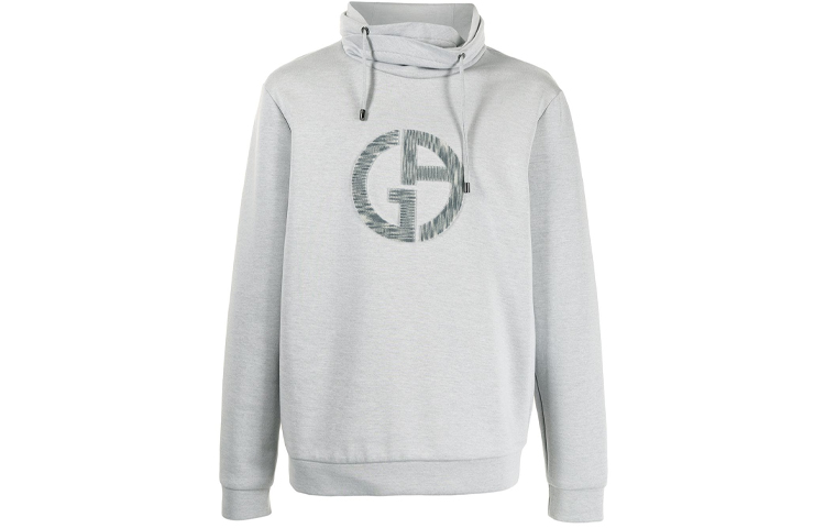 Giorgio Armani FW21 Grey Pullover Sweatshirt with Embroidered Logo 3KSM57SJSXZ-U84Y