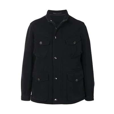 Giorgio Armani FW21 Herringbone Pattern Jacket Black 0WGOC04GJ-0038