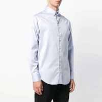 Shop GIORGIO ARMANI FW21 Light Blue Minimalist Button-Down Long Sleeve Shirt 8WGCCZMNTZ064-UA30