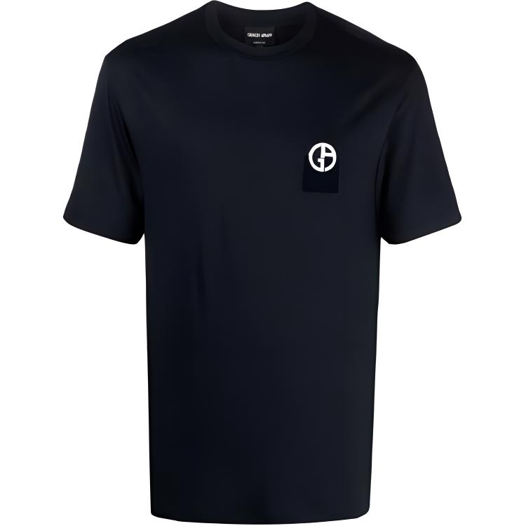 GIORGIO ARMANI FW21 Logo Crewneck Short Sleeve T-Shirt Navy Blue Fashion 6KSM74-SJKLZ-UBWF