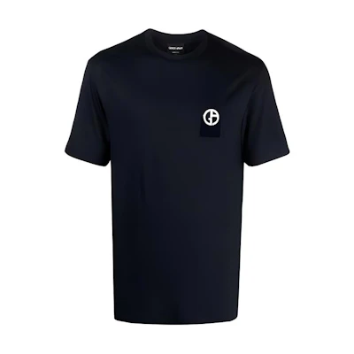 GIORGIO ARMANI FW21 Logo Crewneck Short Sleeve T-Shirt Navy Blue Fashion 6KSM74-SJKLZ-UBWF
