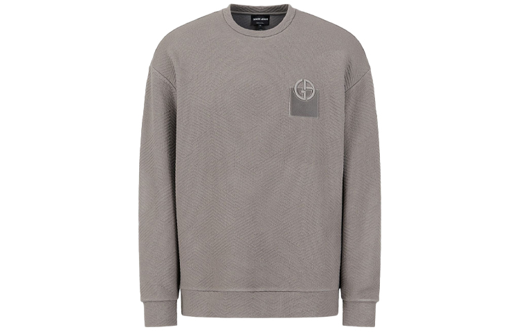 GIORGIO ARMANI FW21 Logo Embroidered Crewneck Sweatshirt Grey. 6KSM73SJNFZU8HE