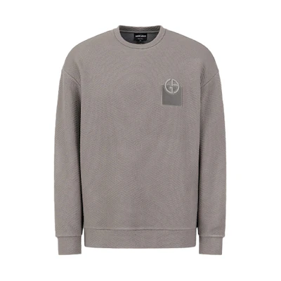 GIORGIO ARMANI FW21 Logo Embroidered Crewneck Sweatshirt Grey. 6KSM73SJNFZU8HE