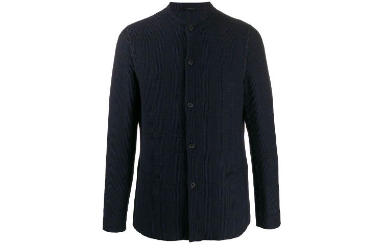 Giorgio Armani FW21 Monochrome Check Textured Jacket Blue () 0SGGG0EOT01OH