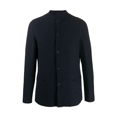 Giorgio Armani FW21 Monochrome Check Textured Jacket Blue () 0SGGG0EOT01OH
