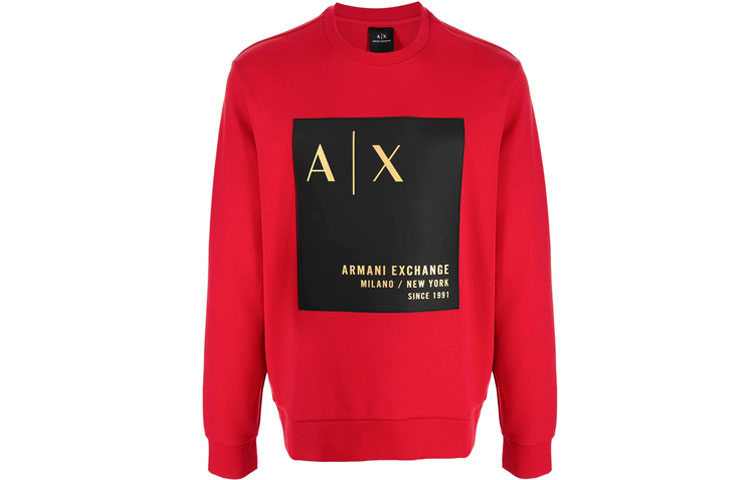 Giorgio Armani FW21 Red Crewneck Sweatshirt with Front Logo Print () 6KZMDB-ZJ6PZ-1496