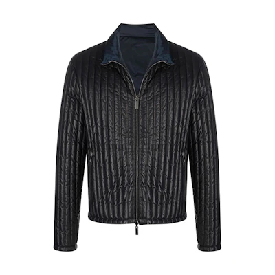 Giorgio Armani FW21 Reversible Quilted Stand Collar Jacket Black () BSR82PBSP82099