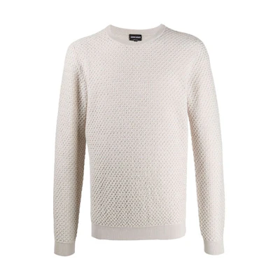 Giorgio Armani FW21 Textured Crewneck Sweatshirt White () 6HSMA1-SMA1Z-U1KC