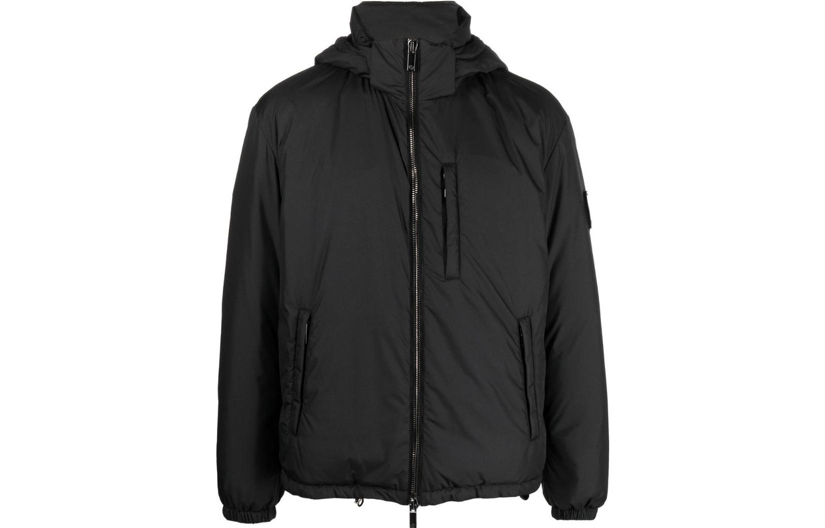 Giorgio Armani FW22  Solid Color Zip Hoodie Jacket - Obsidian Black 6KSB6B-SN93Z-UC99