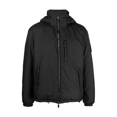 Giorgio Armani FW22 Solid Color Zip Hoodie Jacket - Obsidian Black 6KSB6B-SN93Z-UC99