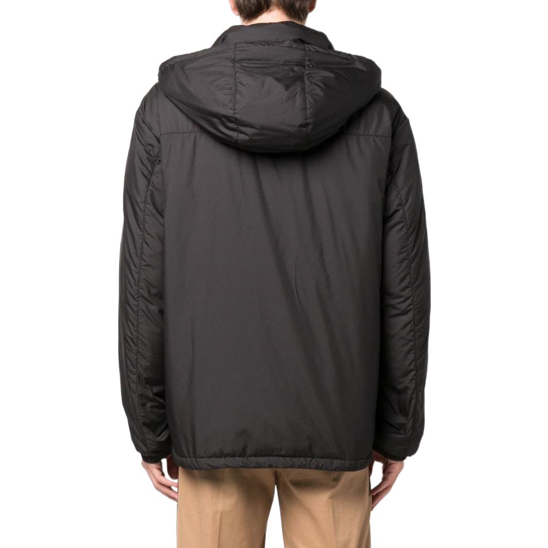 Shop Giorgio Armani FW22 素色拉鏈連帽外套 - 黑曜石黑 6KSB6B-SN93Z-UC99