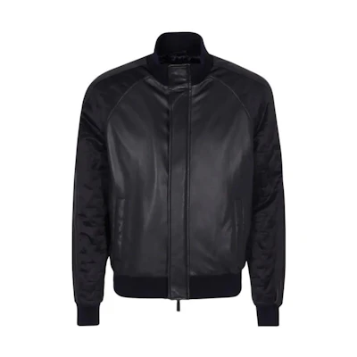 Giorgio Armani FW22 Black Leather Zip-Up Casual Jacket ISR01PISP01-922