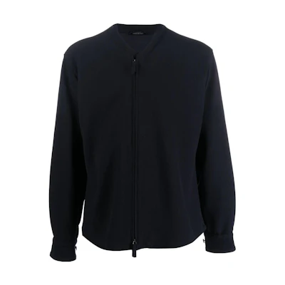 Giorgio Armani FW22 Black Solid V-Neck Zip Jacket 2WGGG0TU-T02R2-UBUV