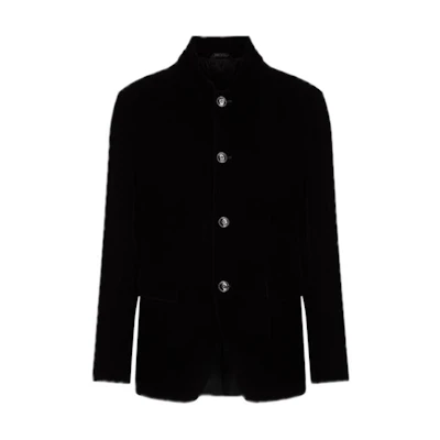 Giorgio Armani FW22 Black Velvet Single-Breasted Short Jacket 1WGGG0PI-T00251-UC99