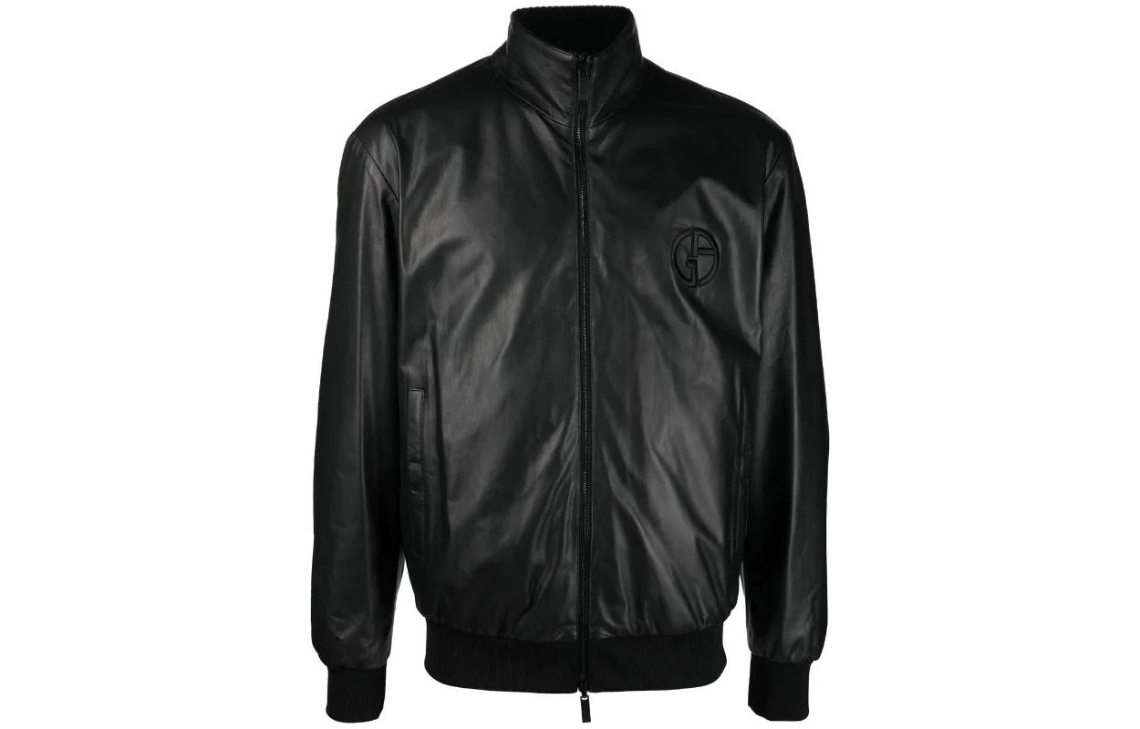 Giorgio Armani FW22 Embossed Logo Relaxed Fit Jacket Black Long Sleeve H3SR89CSP89922