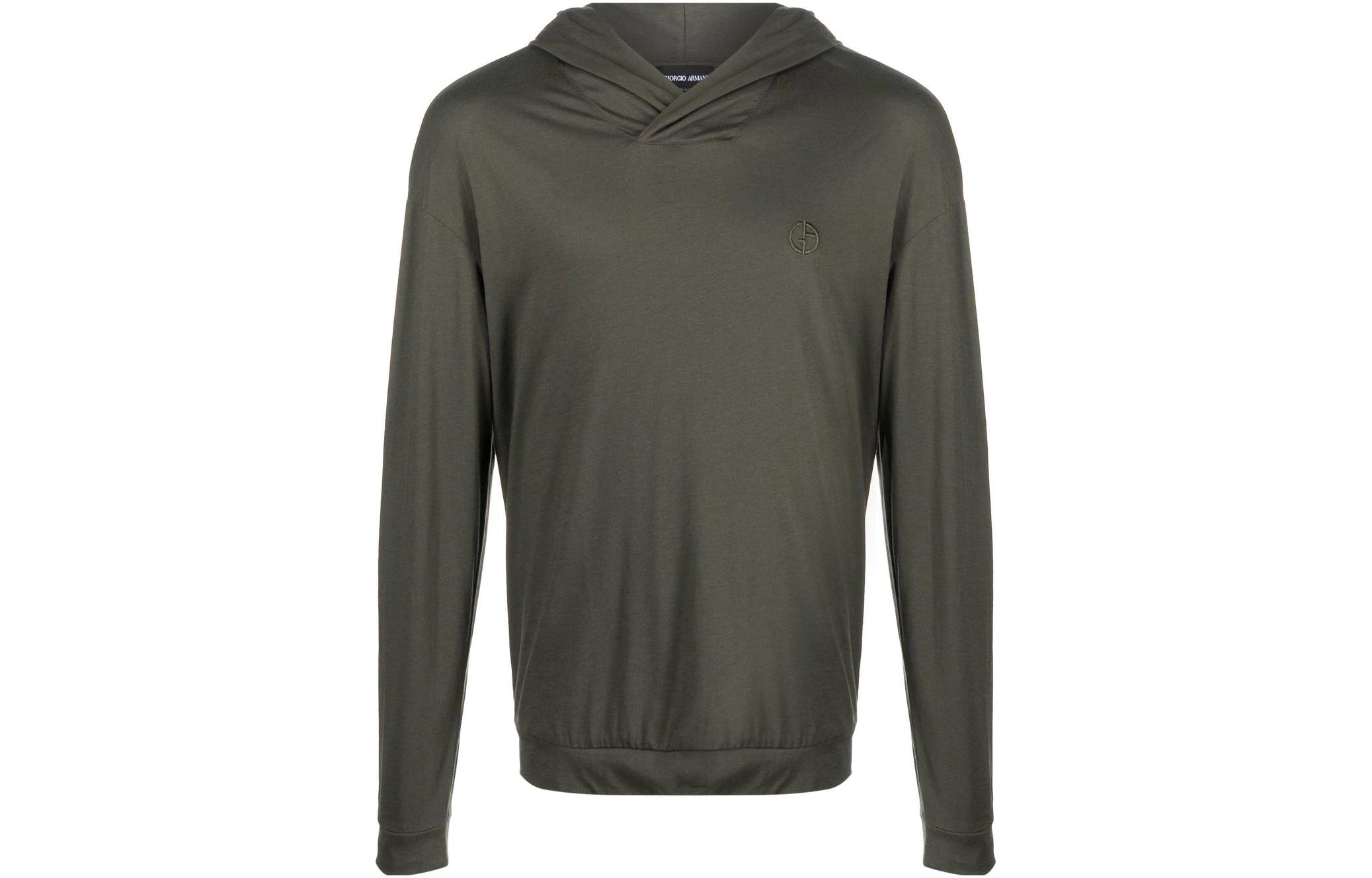 Giorgio Armani FW22 Embroidered Logo Olive Hoodie for Men 6LSM57SJMCZU8PJ