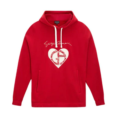 Giorgio Armani FW22 Heart Print Pullover Hoodie Red () 6LSM6G-SJL6Z-U53W