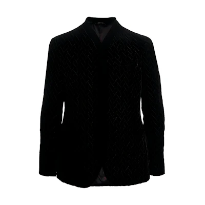 Giorgio Armani FW22 Herringbone Single-Breasted Jacket - Black 2WGGG0WQT03N9-UC99