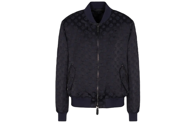 Giorgio Armani FW22 Jacquard Logo Baseball Jacket Black Back to School 2SGOB073T03A8UBWF