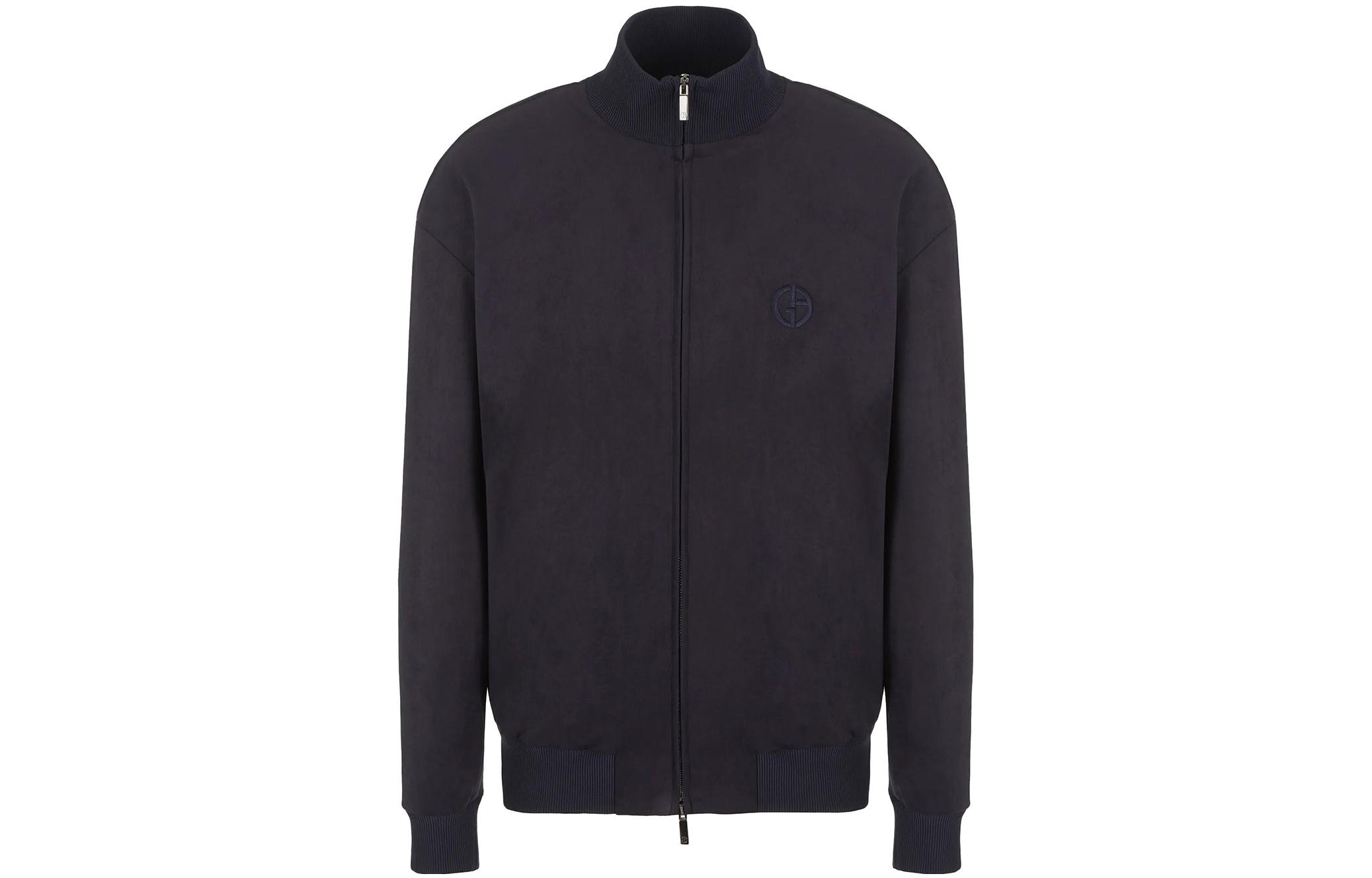 Giorgio Armani FW22 Navy Blue Embroidered Zip-Up Jacket for Men 6LSB52-SJGBZ-UBUV