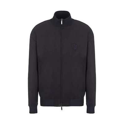 Giorgio Armani FW22 Navy Blue Embroidered Zip-Up Jacket for Men 6LSB52-SJGBZ-UBUV