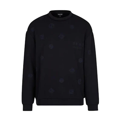Giorgio Armani FW22 Navy Logo Print Pullover Sweatshirt for Men. 6LSM71-SJPHZ-FBWZ