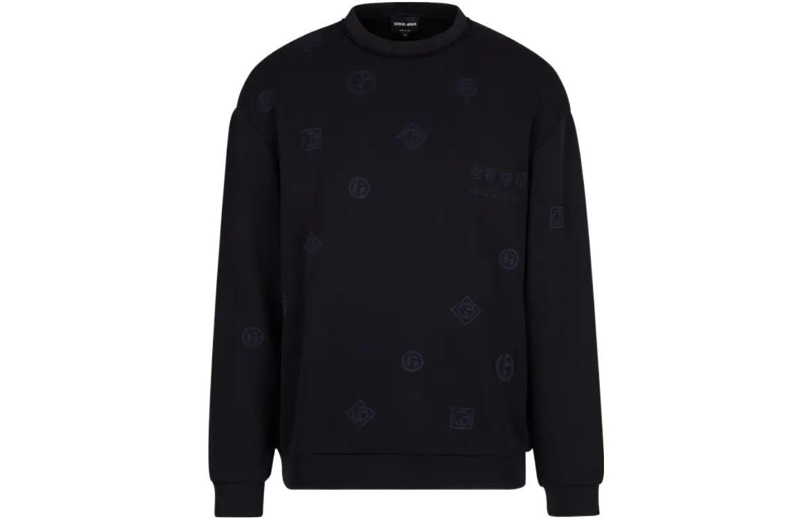 Order ジョルジオ・アルマーニ FW22 メンズ ネイビーロゴプリント プルオーバースウェットシャツ 6LSM71-SJPHZ-FBWZ