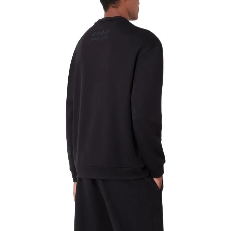 Shop ジョルジオ・アルマーニ FW22 メンズ ネイビーロゴプリント プルオーバースウェットシャツ 6LSM71-SJPHZ-FBWZ