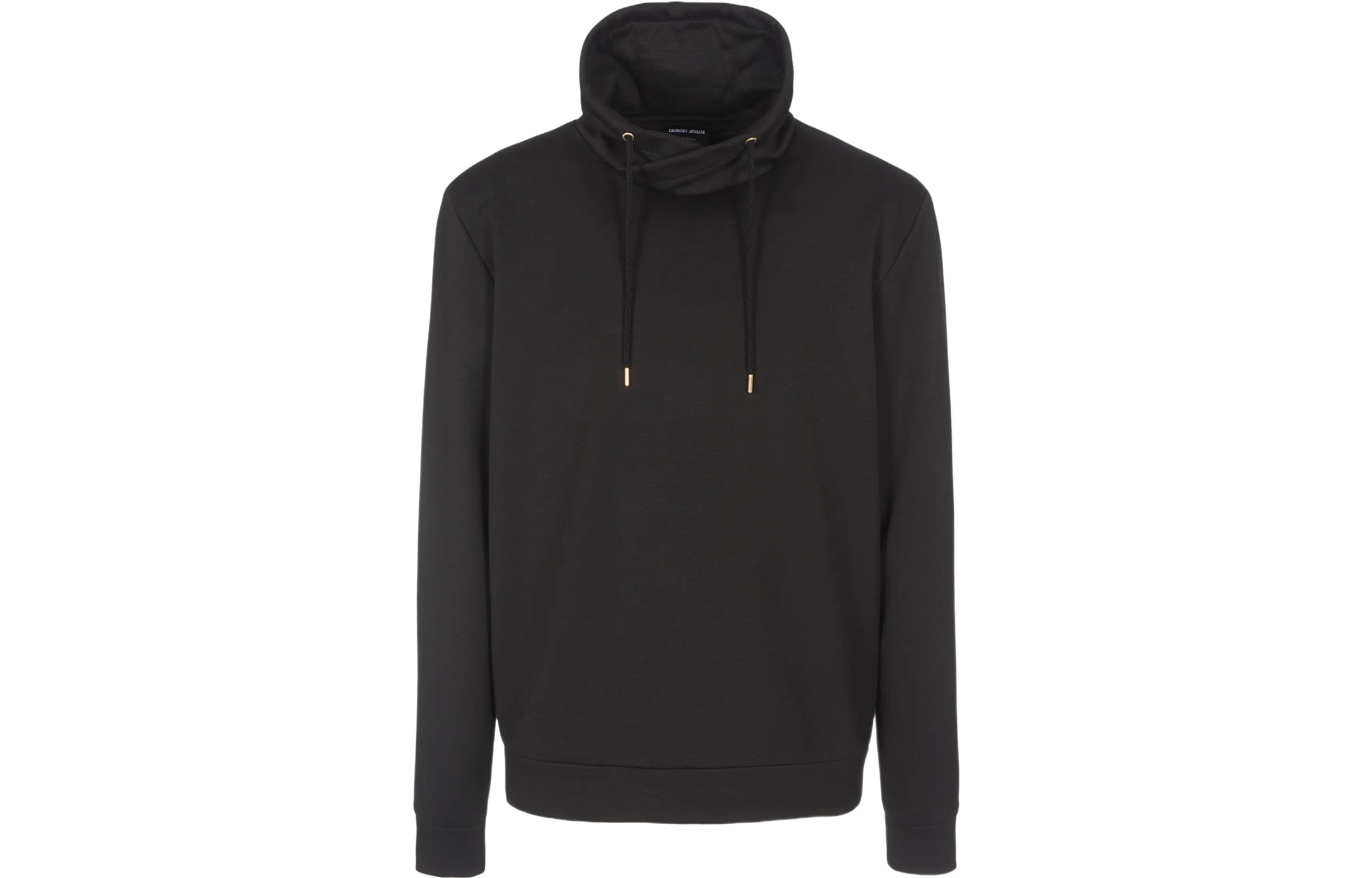 Giorgio Armani FW22 Solid Color Black Hoodie 3LSM80-SJYFZ-UC99