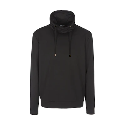 Giorgio Armani FW22 Solid Color Black Hoodie 3LSM80-SJYFZ-UC99
