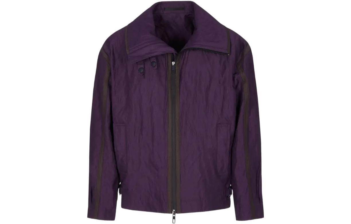 Giorgio Armani FW22 Solid Color Zip-Up Jacket Purple 2SGOB06XT01LW-UACM
